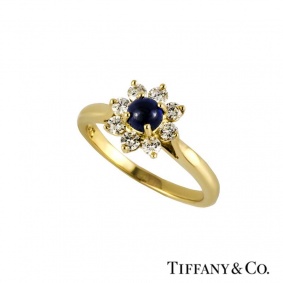 Tiffany & Co 18k Yellow Gold Diamond and Sapphire Ring